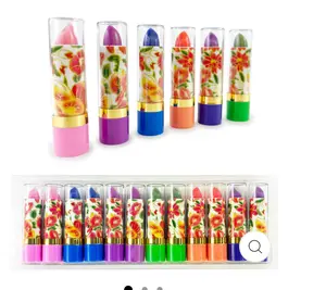 Flower Color Change Lipstick - Bold Long-Lasting Lip Color That Changes Based on Body Heat - Assorted Shades of Red & Pink - US Product