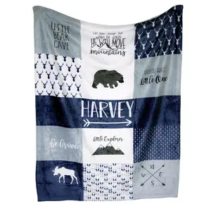 Blue Woodland Personalized Blanket for Boys - Custom Blankets For Boys
