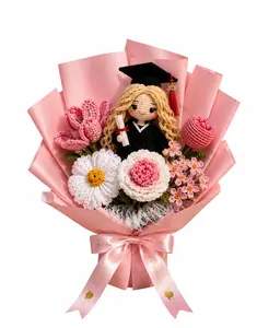{ BEST SELLER }  Gift with Custom Full Graduate Doll & Flowers, Crochet Graduation Bouquet,Class of 2026