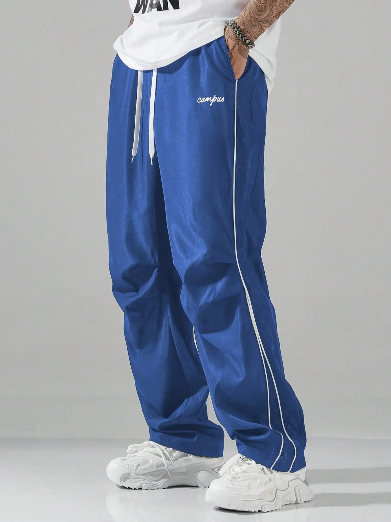 Men's Letter & Striped Print Pants, Casual Comfy Regular Fit Trousers for Daily Wear, Fashion Men's Bottoms for All Seasons