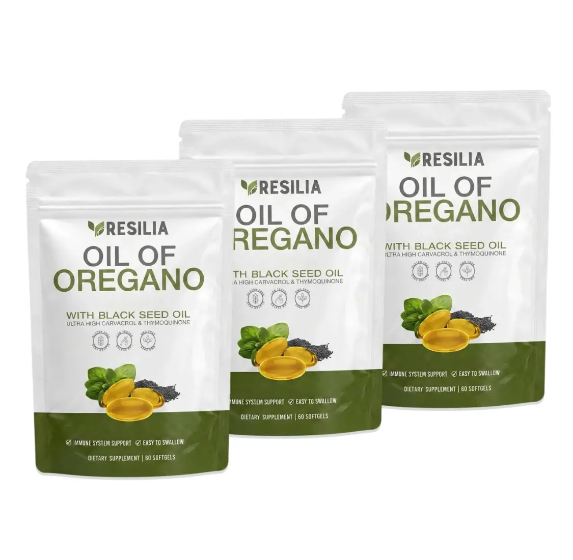 [Limited Time Offer] Natural Oil Of Oregano & Black Seed Oil Softgels Nutritional Health Dietary Supplement - 3 Packs (180 Total), Herbal Supplement, Non-GMO, Gluten-Free, Soy-Free, Wellness Boost, Nutritional Health Supplement