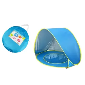 UV50+ Sun Protection Pop-Up Beach Tent with Built-In Pool - 3-Second Setup, Portable & Outdoor Play Tent, Detachable Roof & Storage Bag with Ground Stakes, Lightweight Blue Canopy for Beach Camping, Poolside, Backyard (Under 3 Years)