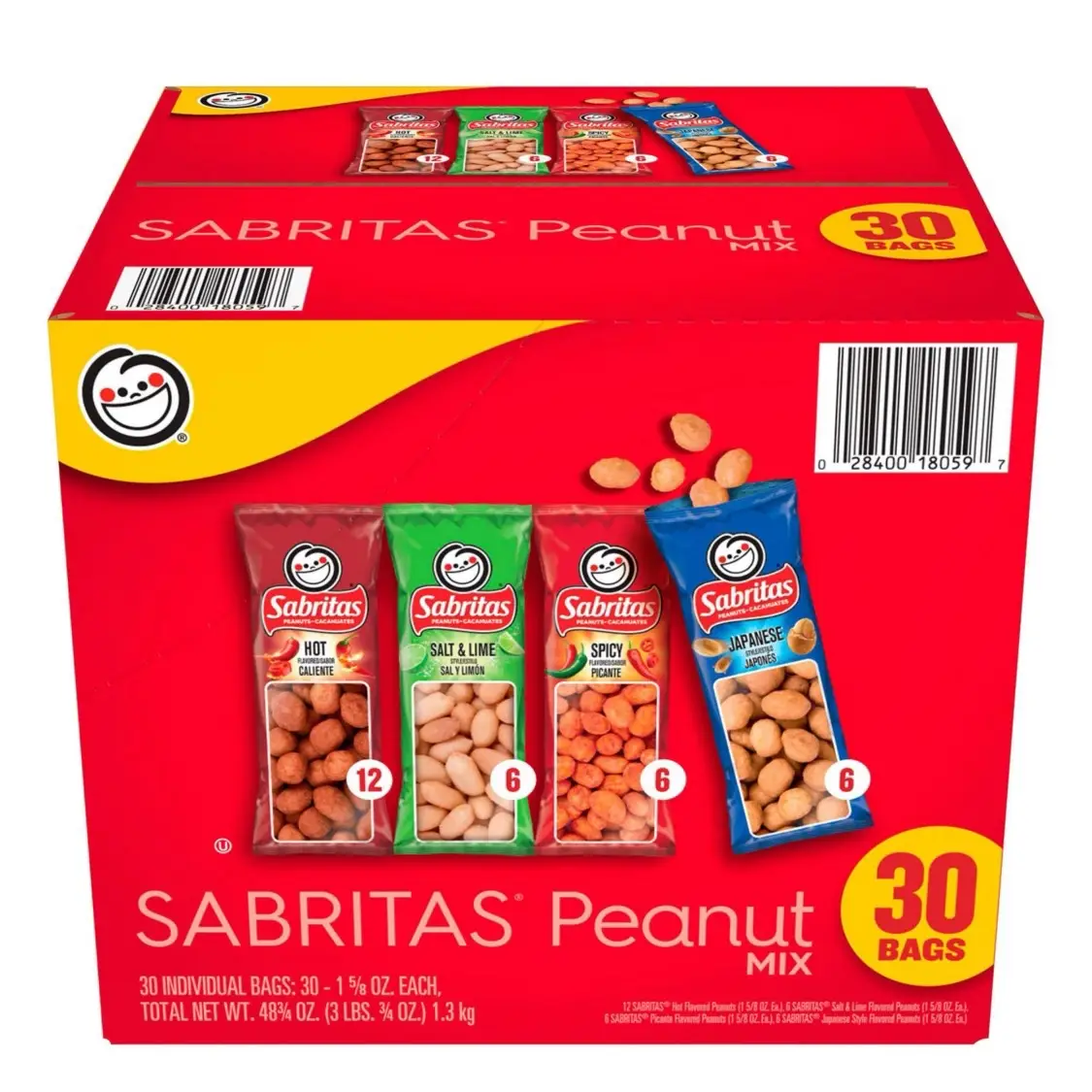 Sabritas Variety Pack Peanuts 30 Pack - 3LbS Peanut Snack Mix