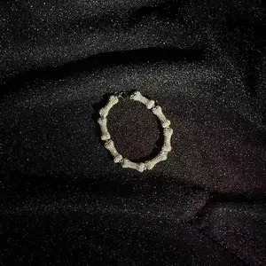 M2-9216 Bone-Shaped Iced Link Bracelet, Full Sparkle, Bold Streetwear Statement, Edgy Hip Hop Vibe for Trendsetters summerwins