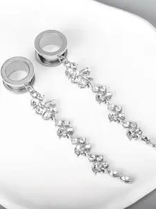 vanku 2pcs Sparkling Crystal Dangle 316 Stainless Steel Ear Plugs | Elegant Ear Gauges | Hypoallergenic Body Jewelry for Wedding & Party Crystal Earrings