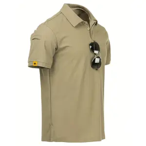 Men's Summer Quick-Dry Breathable Shirt - Moisture-Wicking Tactical Training T-Shirt with Built-In Fashion Glasses Pocket, Regular Fit Solid Color for Outdoor Sports & Casual Wear, Outdoor Sports Apparel | Casual Shirt | Quickdry Material, Sports T Shirt