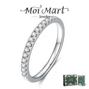 MOI MART Classic Pave Synthetic Moissanite Ring - Hypoallergenic S925 Silver Stack Accent ring, Perfect Gift and Daily Wear