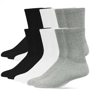 12 Pairs Cotton Crew Diabetic Socks No Binding Neuropathy Cushion Socks Non-Binding Circulatory Sock Unisex for Men Women Comfort Value Pack Underwear