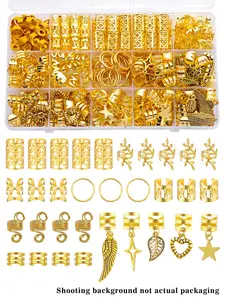 70pcs Alloy Mixed Style Hair Ring Set, DIY Dreadlock Braid Hair Beads, Boho Style Hair Accessories, Loc Hair Jewelry for Women