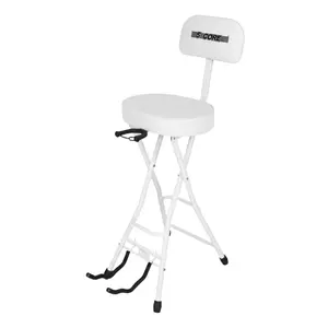 5Core Guitar Stool 3.15" Padded Chair w Backrest Foldable Music Seat Built in Foot Rest Guitar Stand