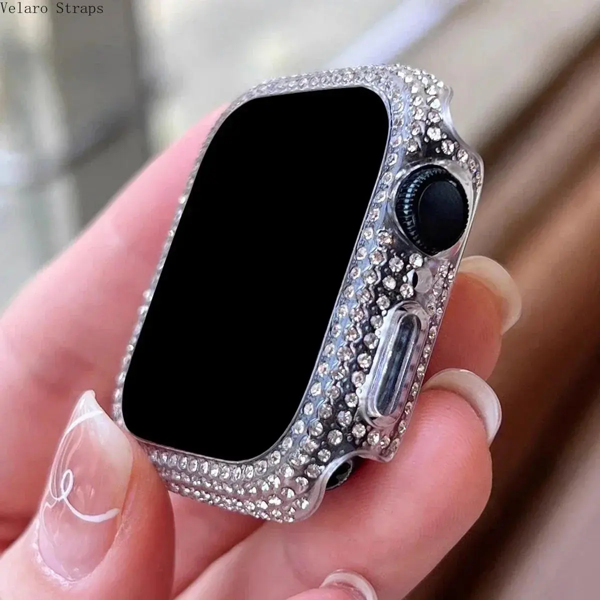Protective Rhinestone Decor Tempered Glass 2-in-1 Smart Watch Case - Bling Crystal PC Bumper with Screen Protector, 360° Protection Shockproof Cover for 38/40/41/42/44/45/46mm Series 2-10/SE (Gold, Silver, Rose Gold)