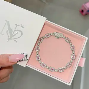 Nova Rose Pink Hollywood Bracelet - High-Shine Multi-Cut Pink CZ Stones in Luxe Gold/Silver Settings - Water-Resistant & Tarnish-Free