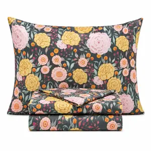 Where The Polka Dots Roam Dark Floral Bedding Sets, Super-Soft Wrinkle-Resistant Sheets, Premium Printed Bedding for Boho Room Décor, Ideal for Teens’ Bedrooms