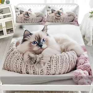 Bed Sheet Set (1 Fitted Sheet + 2 Pillowcases), Soft Breathable Sheet, Modern Style, Suitable for Dorms, Bedrooms, Hotels, All Seasons, No Fillers