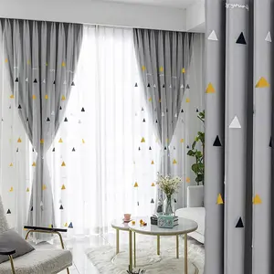 1pc European Modern Embroidered Curtains, Home Decoration Curtain, Triangle Lace Design, Elegant Home Decor for Living Room and Bedroom, Luxury Hotel Window Treatment