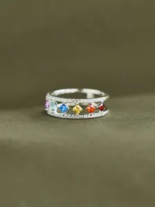 1 PC Classical Cubic Zirconia Vintage Rainbow Crystal Prism Cube Ring For Women For Wedding Engagement Party Jewelry Valentine's Day Gift