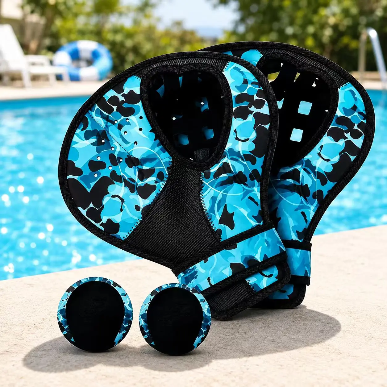 2-Pack Water Baseball Catch Mitt & Skip Ball Set, Portable Pool and Beach Game for Teens, Adults and Families, Summer Outdoor Water Fun glove
