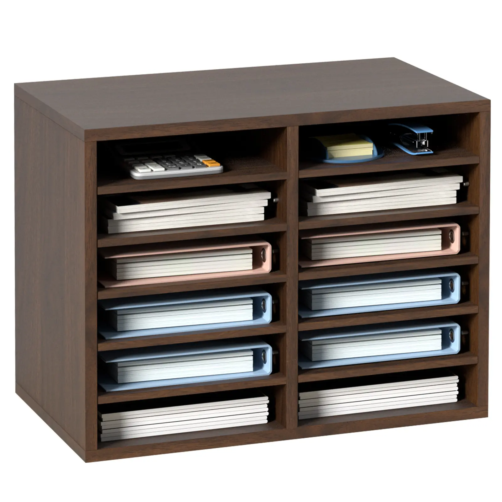 【Summerfinds】VEVOR Literature Organizers 12 Compartments Office Mailbox with Adjustable ShelvesWood Literature Sorter 20.4x12x16.1 inches for OfficeHomeClassroomMailrooms OrganizationEPA Certified BrownStationery OrganizerDesk O, Desk Organizer Tidy, F