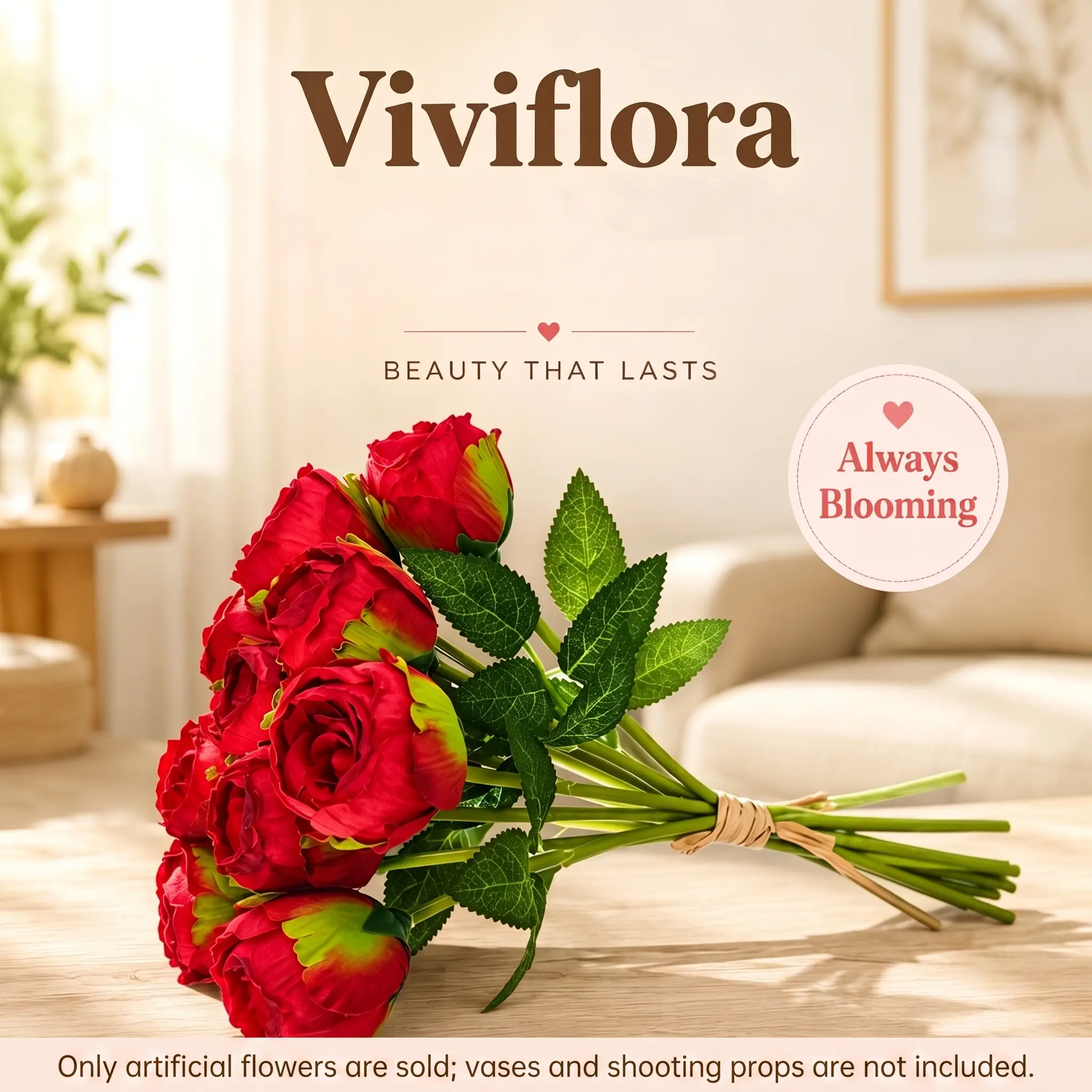 Vintage Silk Fabric Artificial Rose Bouquet - 10-Piece Bagged Set (Red/Pink) with Textured Leaves, Realistic Faux Flower Stems for Wedding Table Centerpieces, Daily Home Decor, Gifts