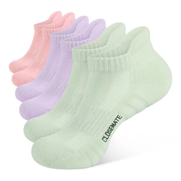 CLOSEMATE Ankle Socks for Women Anti-Blisters Cushioned Cotton Socks for Running Workout Yoga 6 Pairs, Breathable Comfy Socks, Athletic Socks