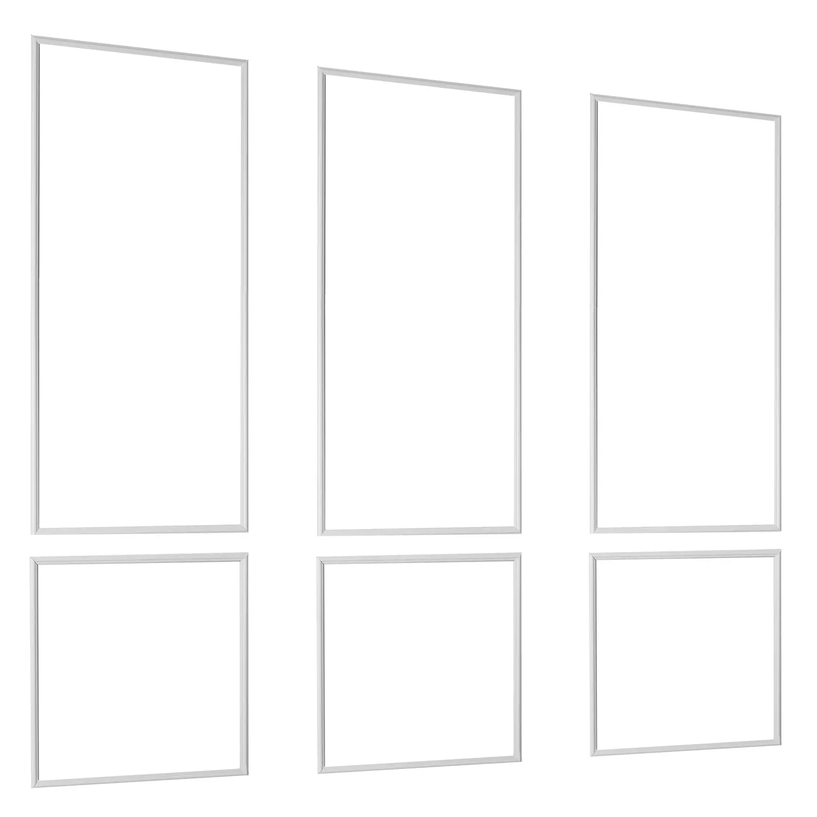 VEVOR Wall Molding 3 Pack, Wainscoting Panels Kit, Lightweight Paintable Polystyrene, Easy to Install, Waterproof Accent Wall Trim for Interior Decor Living Room, Bedroom, White (24x54 + 24x24 in)