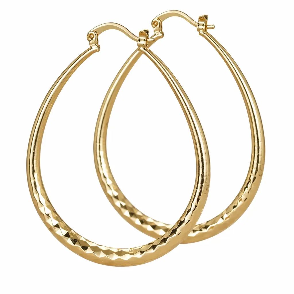 Lightweight Hammered Teardrop Hoop Earrings, Faceted Light Catching Shimmer Hoops, 2 Colors Secure Clasp, No Ear Pain Statement Jewelry For Any Occasion