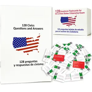 STICQUE US Citizenship Flash Cards 2026 with 128 Civics Questions and English Literacy Cards for Naturalization Test