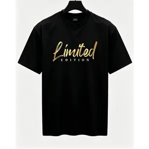 Men's "Limited Edition" Geometric Graphic Tee, Cotton Crew Neck Lightweight Regular Fit, Plus Size Casual Top