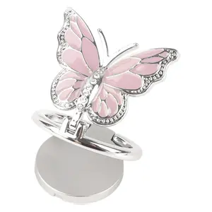 Pretty Phone Ring Holder Finger Kickstand, Bling Metal Durable Cute Butterfly Cell Phone Ring Stand Grip Turns 360° Rotation Adjustable Sparkle Phone Grip Compatible with iPhone, Samsung, All Smartphone, Accessories