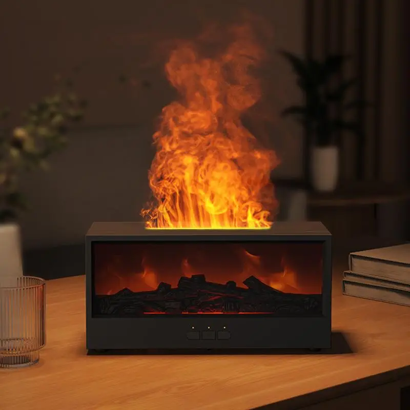 Fireplace Flame Aroma Diffuser, 3 Speed Timed Shutdown, Water Shortage & Power Outage Protective Oil Diffuser, Plug and Play Air Humidifier for Home,
