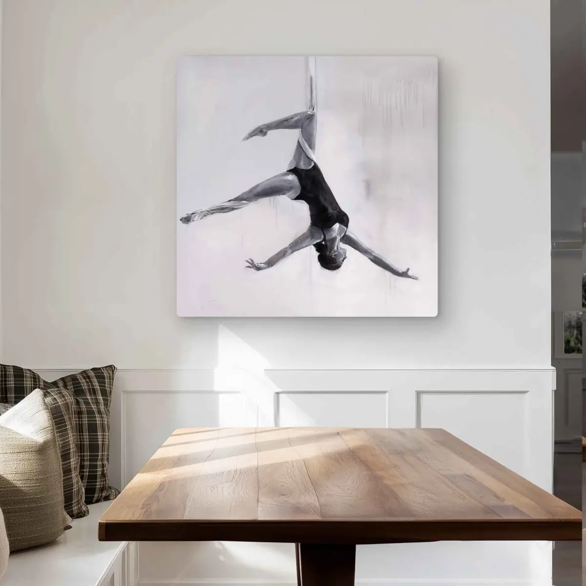 Begin Home Decor C1MP3232YPT1JC 32 x 32 in. Dancer On Aerial Silks - Hobbies Black Metal Print Wall Art for Decor