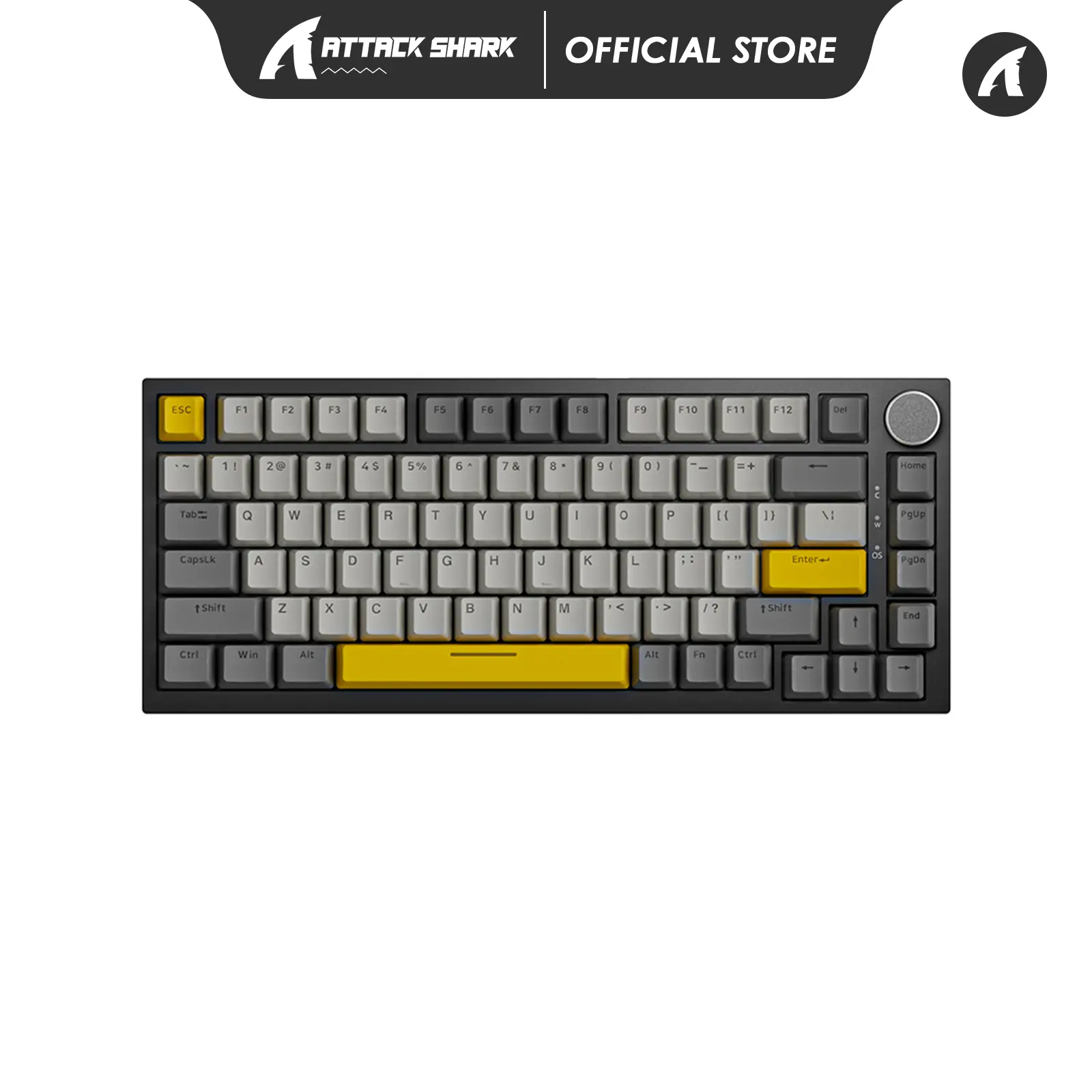ATTACK SHARK x AJAZZ AK820 75% Wired Gasket Mechanical Gaming Keyboard with Volume Knob - South Facing LED - PBT Keycaps - Programmable RGB Hot Swap Keyboard