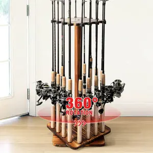 Fishing Rod Holders for Garage 360  Rotating Fishing Pole Rack, Floor Stand Holds up to 16 Rods  Fishing Gear Equipment Storage Organizer, Fishing Gifts for Men Women