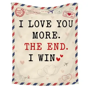 DUJO Valentines Day Gifts For Him Her I Love You More Super Soft Fleece Throw Blanket 60x80 In Anniversary Wedding Gifts For Men Women Girlfriend Boyfriend Romantic Husband Wife Birthday Gift