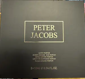 Peter Jacobs TRAVEL DISCOVERY SET Parfum 10 ml X 5 Spray Box Includes Lucky Ombre Nomade Oud Royal Layton Black Afgano & Loud for Happiness