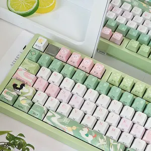 New Galloping Through Spring Breeze Theme Keycaps, Cherry Profile, Dual Color Pbt, Heat Transfer, Durable, High Aesthetic, for Mechanical Keyboard Players