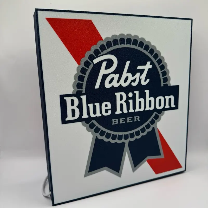 Pabst Blue Ribbon 10" Light Up LED Sign with USB Power Cord, Featuring Red and White Design Elements