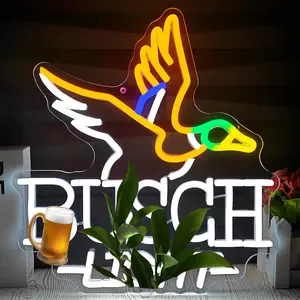 Flying Duck Beer Handcraft Artwork Ambiance Light Sign - Bird-Shaped Bright Room Decor for Home Bar, Men's Room Decor Gift