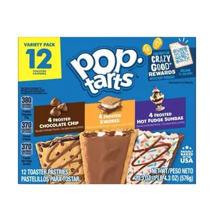 Pop-Tarts Variety Toaster Pastries- Frosted Chocolate Chip, S’mores, & Frosted Hot Fudge Sundae - 1 Box 12 Toaster Pastries