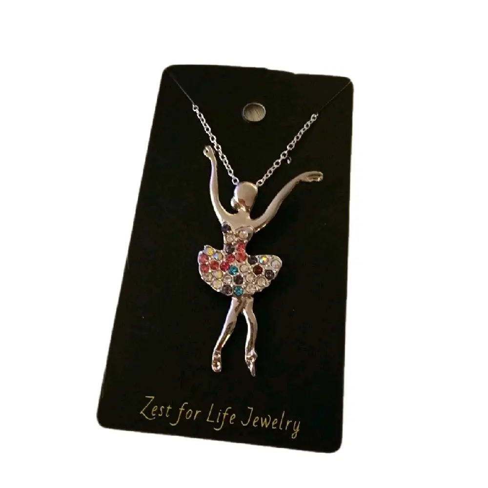 Women's Ballet Dance Necklace - 18-in Chain, Female Metal Coating Chain Jewelry Necklaces, Chic Casual Daily Costume Jewelry Accessory