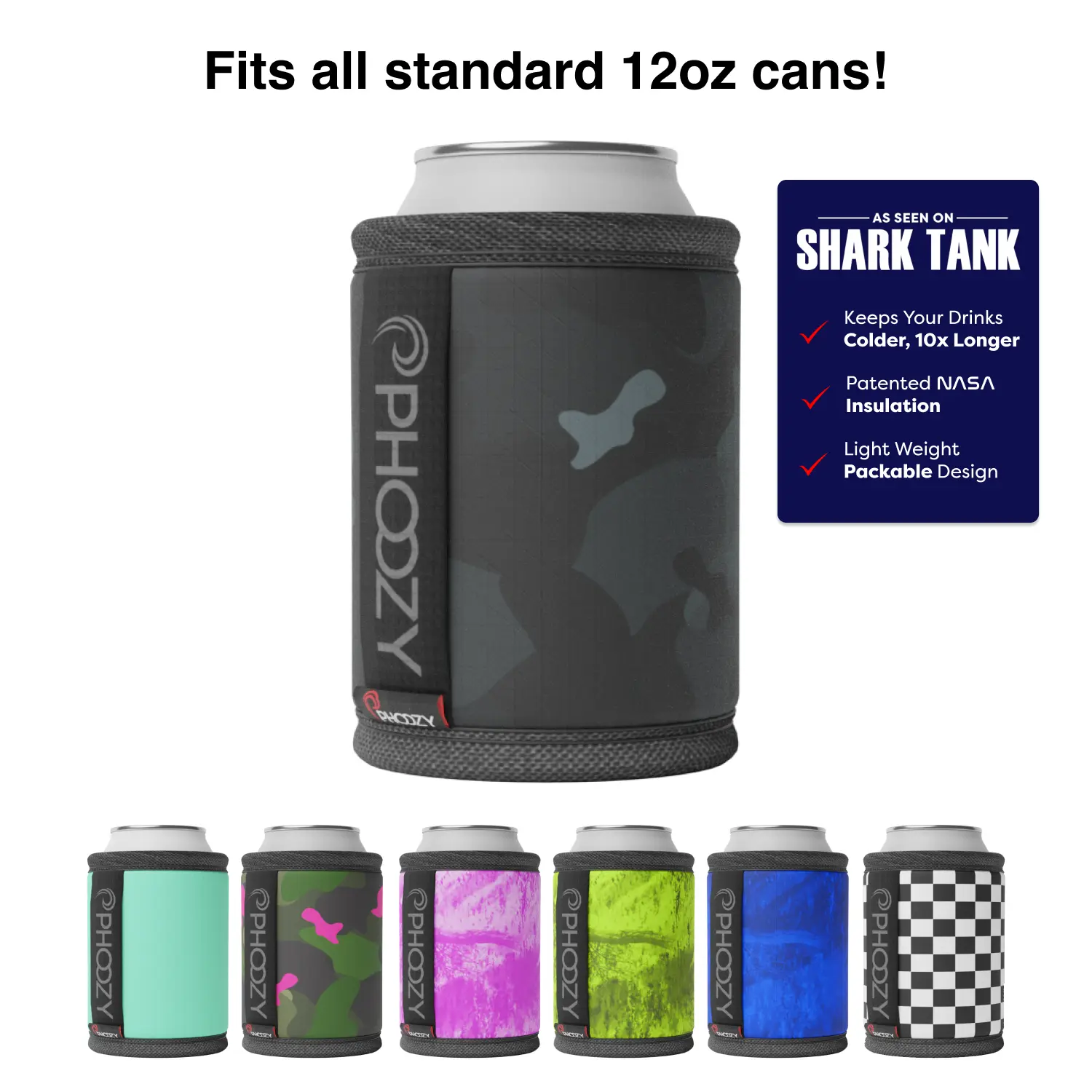 PHOOZY 12oz Standard Portable Double Wall Insulated Can Cooler - Patented Spacesuit Drinkware Tech, Beach-Ready, Can Holder & Insulated Sleeve Drinkware Accessories, Weighs <2oz