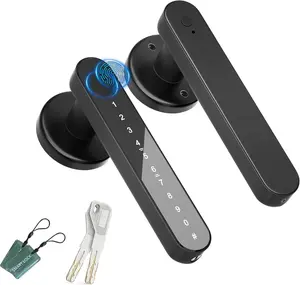 Fingerprint Door Lock, Door knob,biometric Door Lock,with passcode keypad Fobs keyless Entry Door Handlefor Bedroom  Hotel Office Apartment (Black)