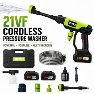 SEEVOLX Cordless Pressure Washer Gun, Portable Pressure Washer with Rechargeable Battery, Ergonomic Handle, 6-in-1 Nozzle, Up to 30min Runtime for Vehicle, Driveway Cleaning