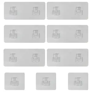 PHANCIR 9PCS Shower Caddy Adhesive Sticker Hooks for Shower Caddy Basket Bathroom Shelf Organiser Stainless Hanger Hangable Metal Steel