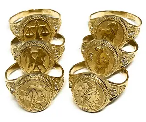 10k Solid Gold Yellow Zodiac Signs CZ Ring (Choose Your Sign)