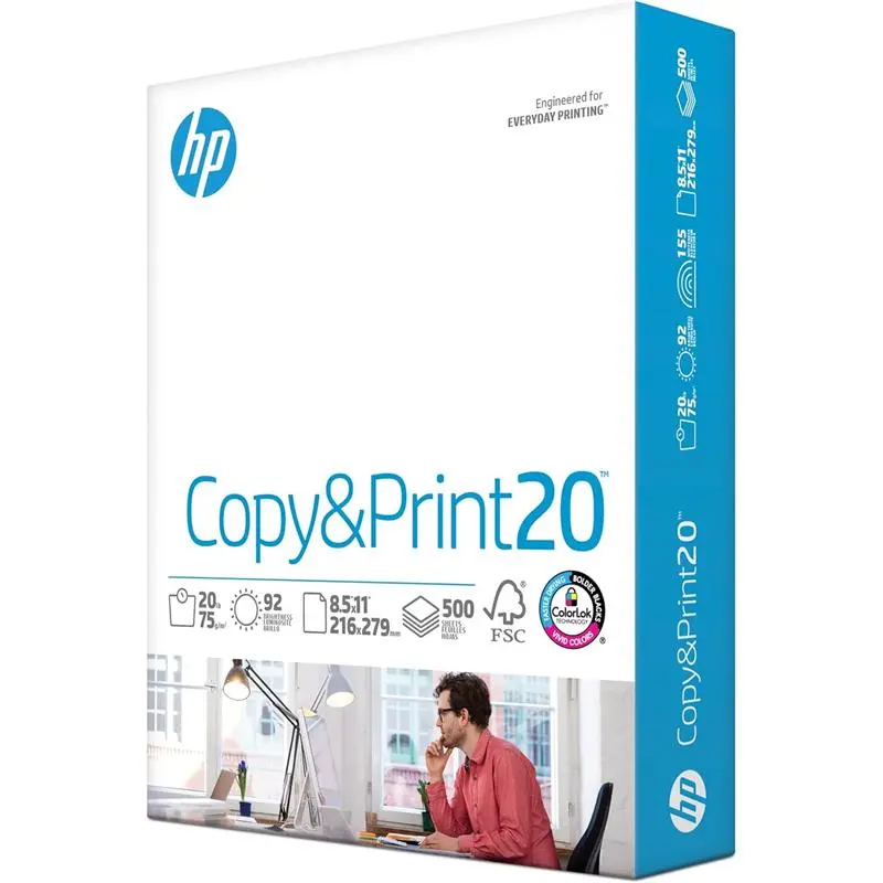 HP Printer Paper | 8.5 x 11 Paper | Copy &Print 20 lb | 1 Ream Case - 500 Sheets| 92 Bright | Made in USA - FSC Certified | 200060