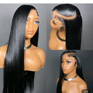 Straight Black Lace Front Wig Free-Part Fashion Hairpiece for Women 30 pouces