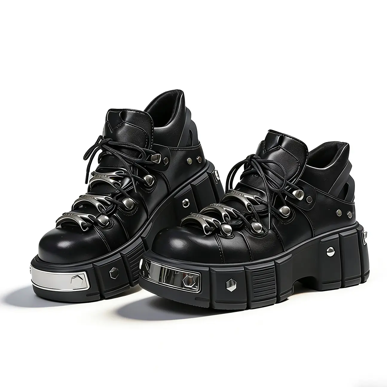 AOSPHIRAYLIAN Platform Ankle boots for Women Goth Rave Boots Kawaii Shoes Cute Heart Lace Up Rave Wedge High Heel Round Toe Combat Boots Zipper Wedges Mid Calf Booties with Chain Outdoor Dress