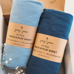 Fitted Sheets for Baby Bjorn, Guava Lotus Travel Crib and 24 x 42 Inch Travel Light Playard Mattress – Dusty Blue + Navy (2 Pack)