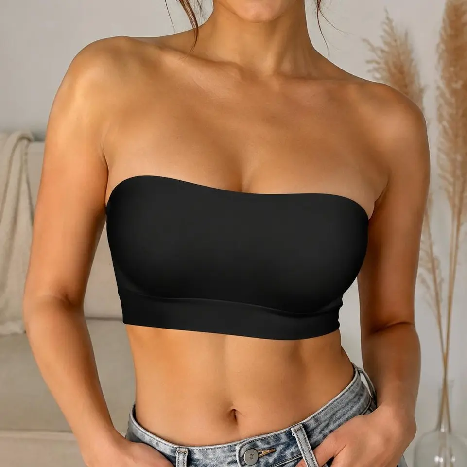 Strapless Bra for Women Comfort Non-Slip Seamless Bandeau Bras Wireless Tube Top Bra Invisible Bralette Womenswear Bridal No-free strap